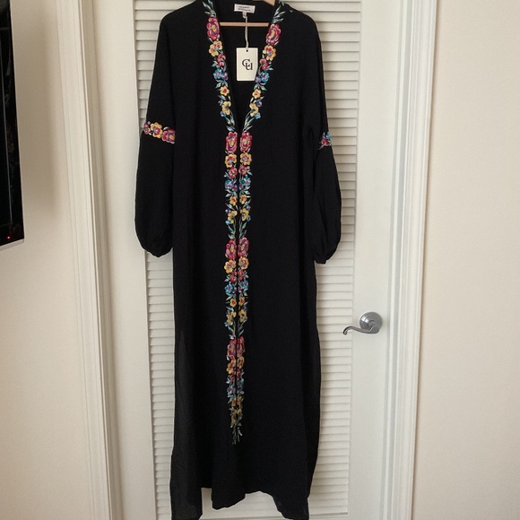 Chasing Unicorns Never My Love Embroidered Maxi Dress Black M NWT - Picture 5 of 12